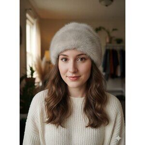 REGGI of Wilshire Fur Hat Vtg‎ 1960's Pillbox Hat Grey Mink OSFM Old Money